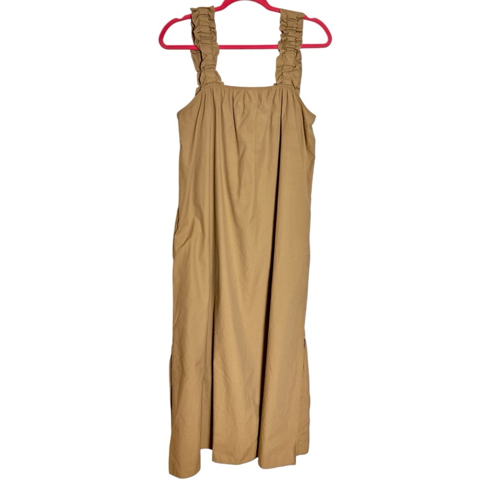 Brochu Walker Tan Ruffled-Strap Midi Dress